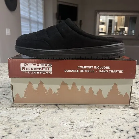 NIB Skechers Murette Garvanza Slippers Men's 12 Relaxed Fit Luxe Foam Slip On