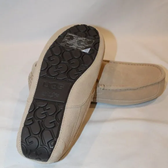 NIB UGG MEN'S ASCOT SAND SUEDE SHEARLING SLIP ON‎ SLIPPERS