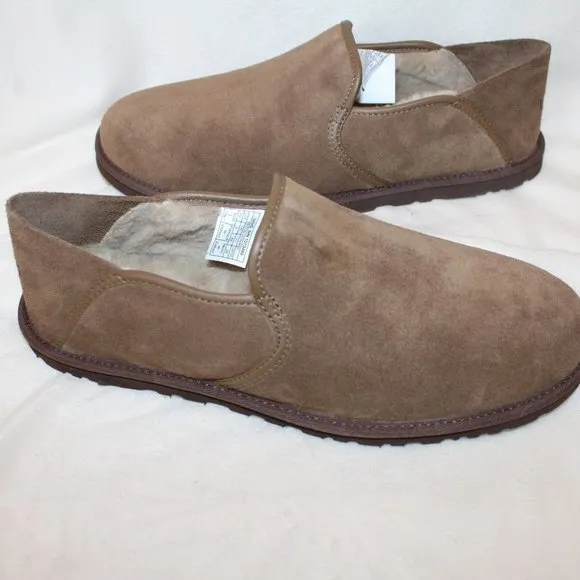 NIB UGG‎ MEN'S COOKE DARK CHESTNUT SUEDE SLIP ON LOAFER SLIPPERS