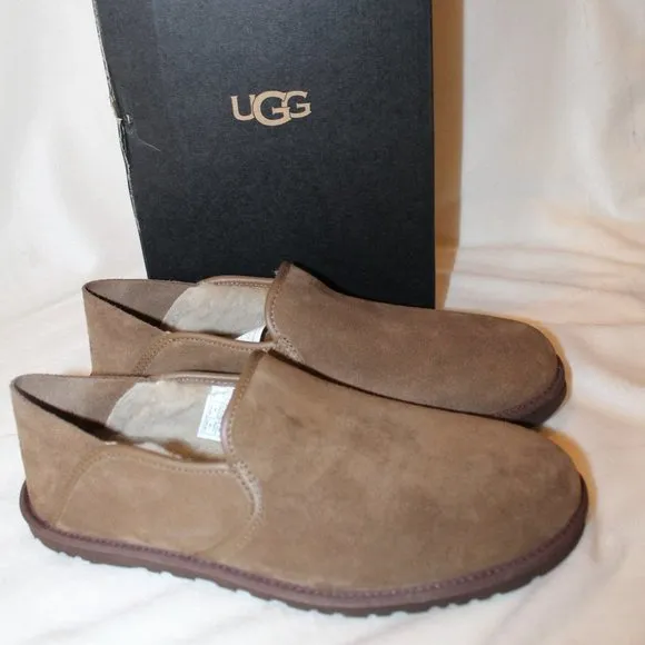 NIB UGG‎ MEN'S COOKE DARK CHESTNUT SUEDE SLIP ON LOAFER SLIPPERS