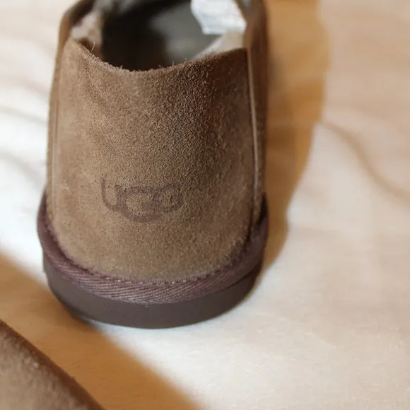 NIB UGG‎ MEN'S COOKE DARK CHESTNUT SUEDE SLIP ON LOAFER SLIPPERS