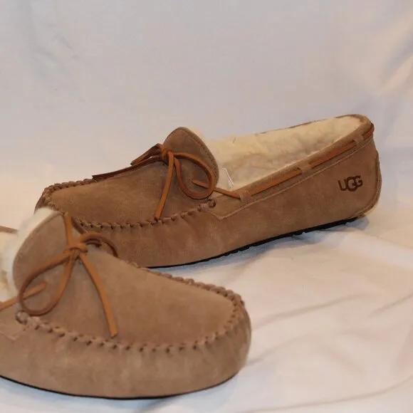NIB UGG MEN'S OLSEN SUEDE SHEARLING LINED CHESTNUT SLIPPERS SZ 13