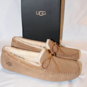 NIB UGG MEN'S OLSEN SUEDE SHEARLING LINED CHESTNUT SLIPPERS SZ 13