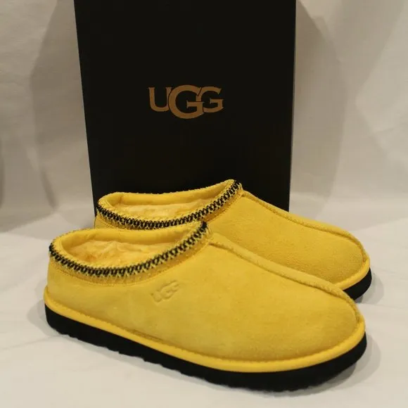 NIB UGG MEN'S‎ TASMAN SUEDE SHEARLING SLIP ON SLIPPERS YELLOW