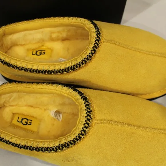 NIB UGG MEN'S‎ TASMAN SUEDE SHEARLING SLIP ON SLIPPERS YELLOW