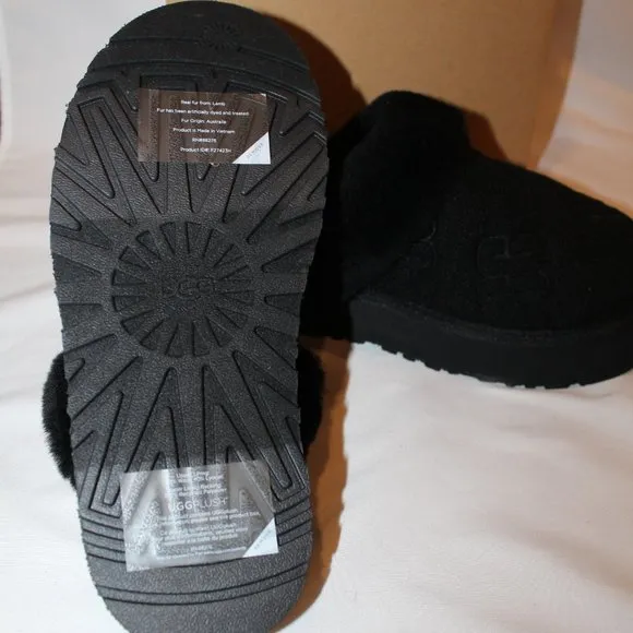 NIB UGG WOMEN'S‎ DISQUETTE FELT SHEARLING LINED SLIPPERS BLACK