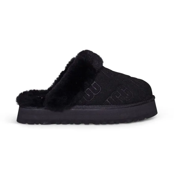 NIB UGG WOMEN'S‎ DISQUETTE FELT SHEARLING LINED SLIPPERS BLACK