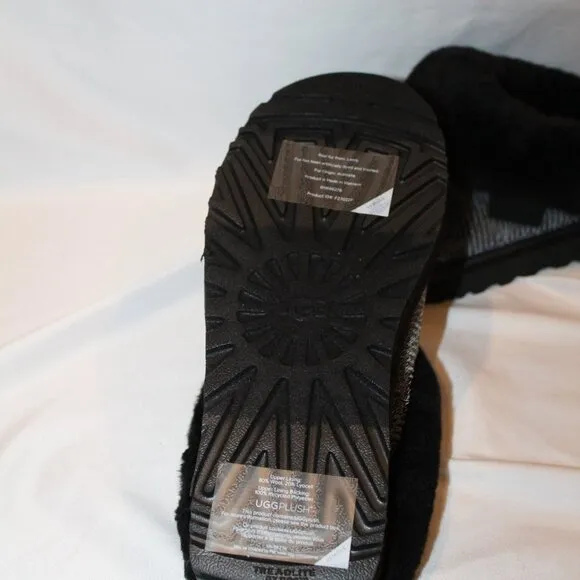 NIB UGG WOMEN'S SEQUIN BLACK‎ CLUGGETTE SHEARLING LINED SLIPPERS