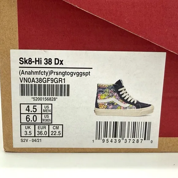 NIB Vans Anaheim Factory Veggies Print SK8-Hi 38 DX Skate Shoes Sneakers M4.5 W6