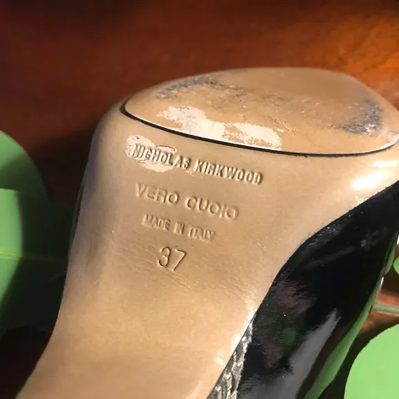Nicolaus Kirkwood Black Patent Leather Wedge Shoes. Size 6