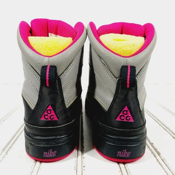 Nike ACG Woodside Pink Black Grey Leather Lace Up Boots M570