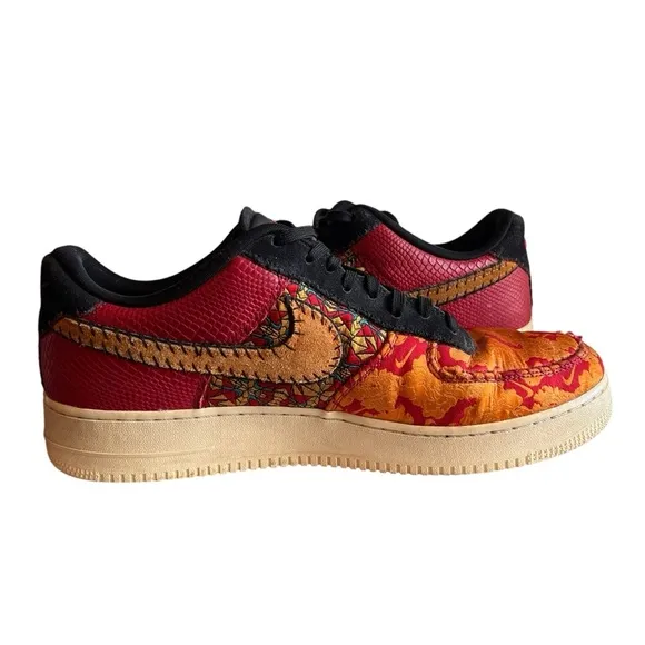 Nike Air Force 1 Chinese New Year Mens Size 13 Red Gold Athletic Shoes Sneakers