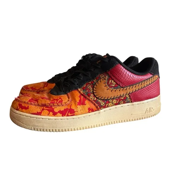 Nike Air Force 1 Chinese New Year Mens Size 13 Red Gold Athletic Shoes Sneakers