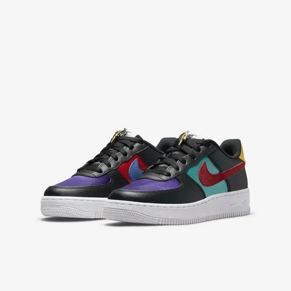 Nike Air Force 1 LV8 EMB GS [DN4178-001] Kids Casual Shoes NBA Black/Gym Red
