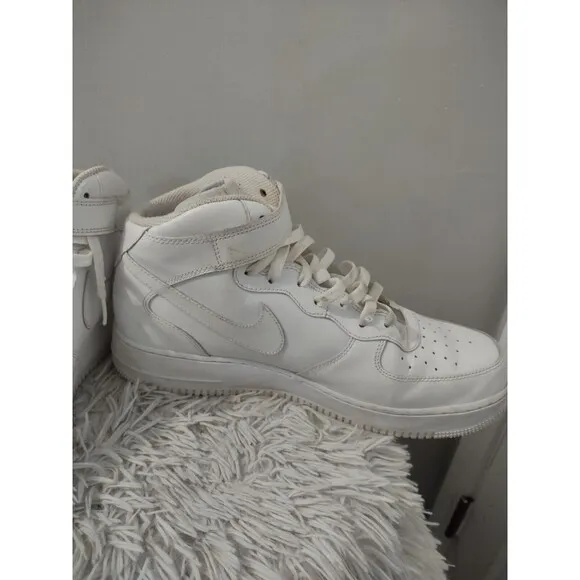 Nike Air Force 1 Mid Triple White Basketball Shoes Sz 13