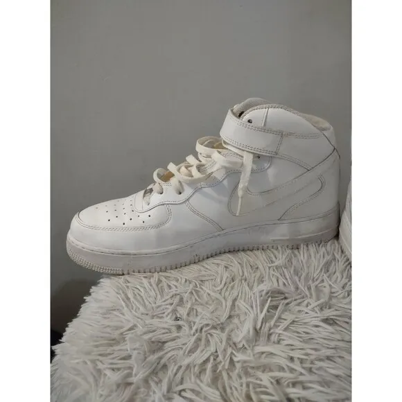 Nike Air Force 1 Mid Triple White Basketball Shoes Sz 13
