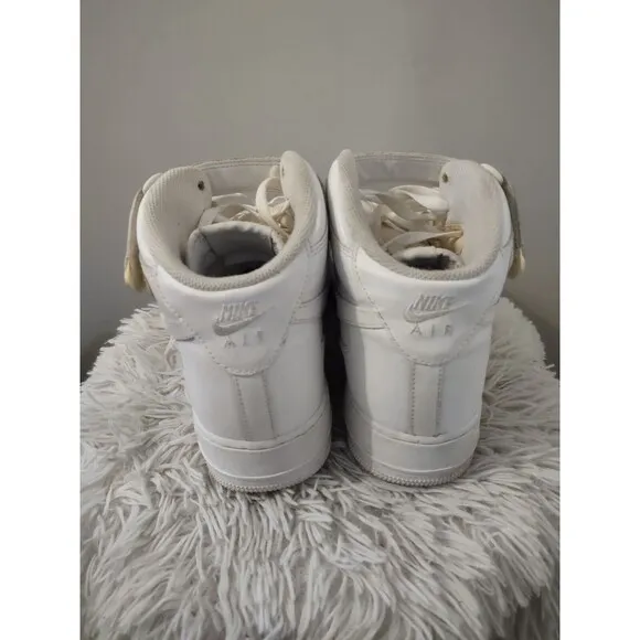 Nike Air Force 1 Mid Triple White Basketball Shoes Sz 13