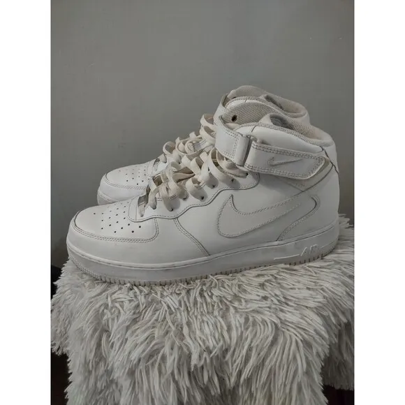 Nike Air Force 1 Mid Triple White Basketball Shoes Sz 13