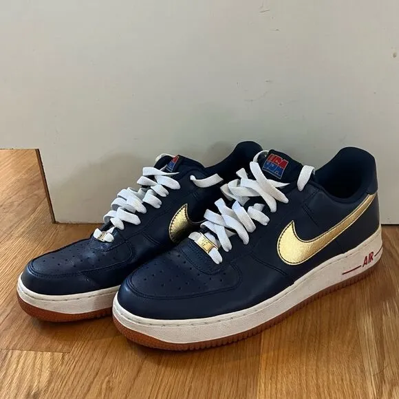 Nike Air Force 1 USA Olympic 2012 Midnight Navy Gold Size 9 488298-406