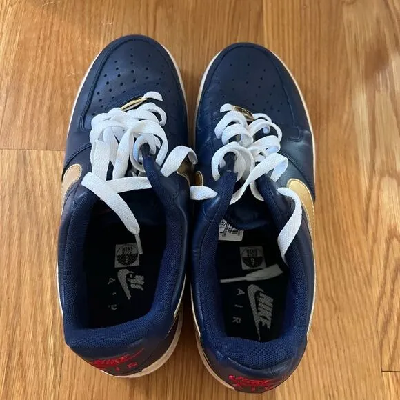 Nike Air Force 1 USA Olympic 2012 Midnight Navy Gold Size 9 488298-406
