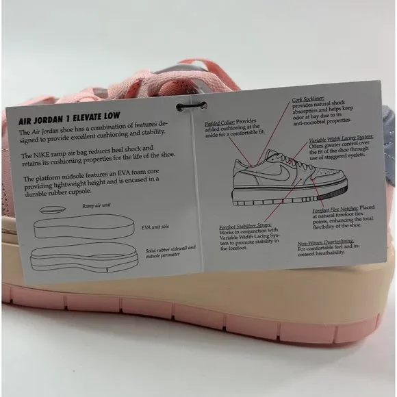 Nike Air Jordan 1 Elevate Low Womens Atmosphere Pink Shoes Sneakers DH7004-600