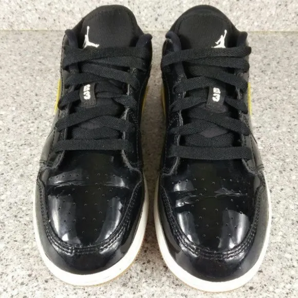 Nike Air Jordan 1 Low Black Gold Patent Leather Shoes Women's Sneakers