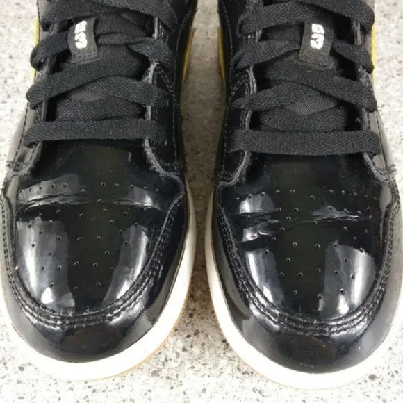 Nike Air Jordan 1 Low Black Gold Patent Leather Shoes Women's Sneakers