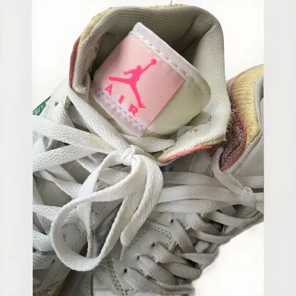 Nike Air Jordan 1 Mid Paint Drip Ice Cream White Pink  Size 7Y/8.5 Women