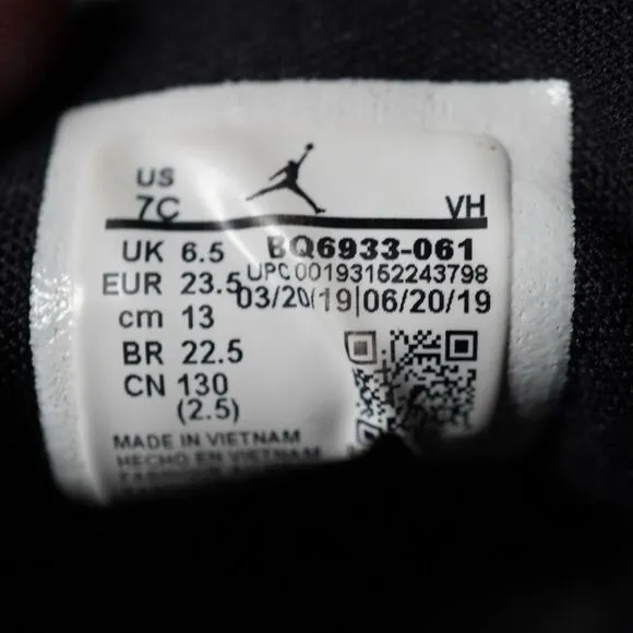 Nike Air Jordan 1 Mid SE Kids Size 7C BQ6933 061 Black Gym Red White Newspaper