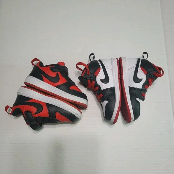 Nike Air Jordan 1 Mid Toddler Size 7c 'Black Fire Red'