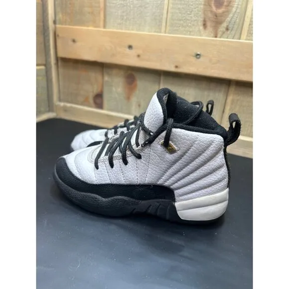 Nike Air Jordan 12 Retro Royalty Taxi Pre School Size 11C White Black