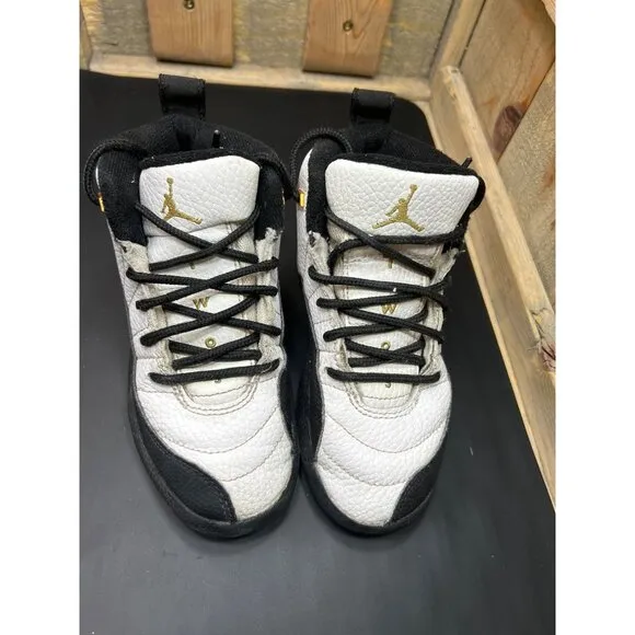 Nike Air Jordan 12 Retro Royalty Taxi Pre School Size 11C White Black