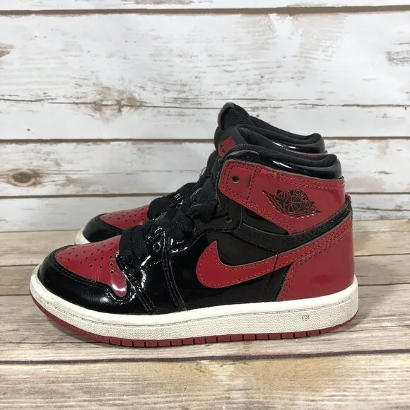 Nike Air Jordan 1Retro High OG Patent Bred Youth Boys Shoes Size 11.5C AQ2664063