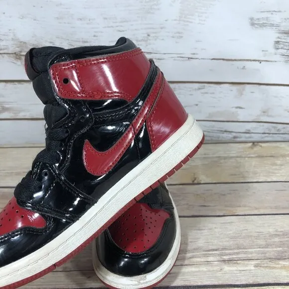 Nike Air Jordan 1Retro High OG Patent Bred Youth Boys Shoes Size 11.5C AQ2664063