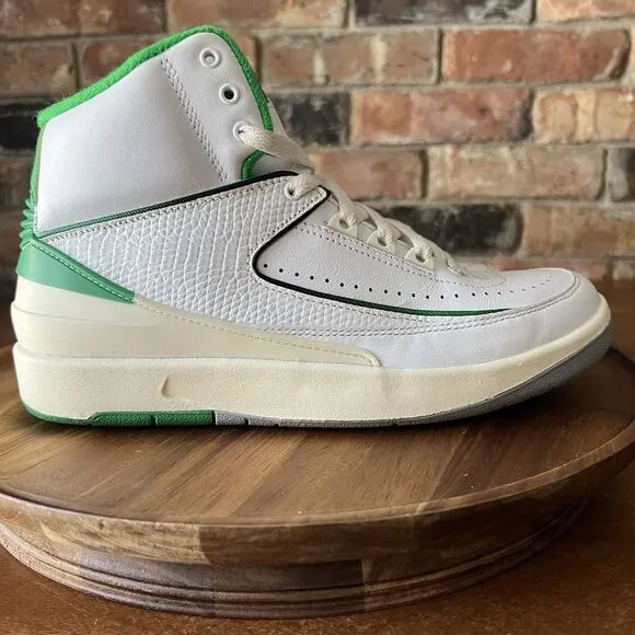Nike Air Jordan 2 Retro GS Lucky Green White Sail Youth 6.5 Women's 8 Shoes