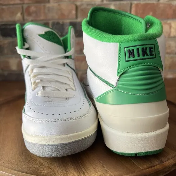 Nike Air Jordan 2 Retro GS Lucky Green White Sail Youth 6.5 Women's 8 Shoes