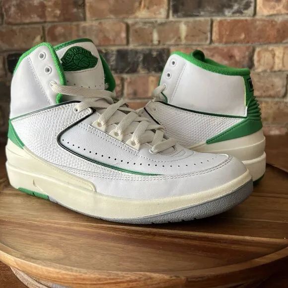 Nike Air Jordan 2 Retro GS Lucky Green White Sail Youth 6.5 Women's 8 Shoes
