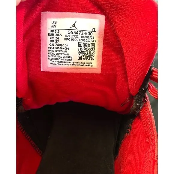 Nike Air Jordan 555472-600 Fight Club '91 Gym Red Shoes Youth Size 6Y WMS 7.5-8