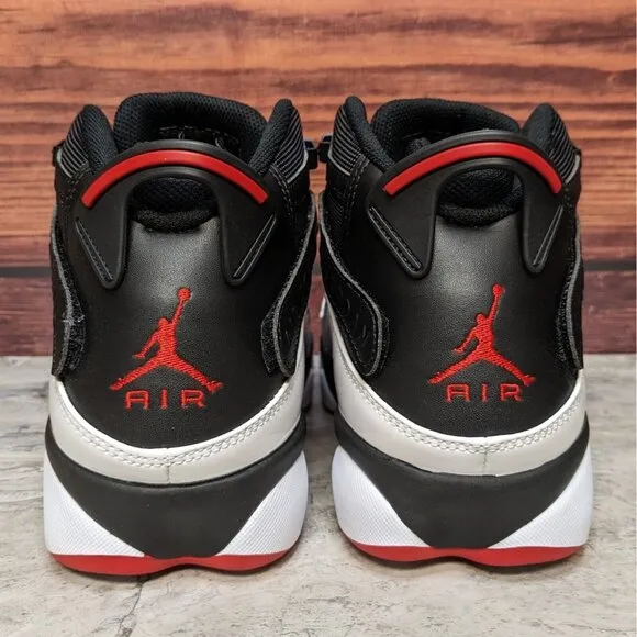 Nike Air Jordan 6 Rings Men's 13 Patent Bred Black Red White Shoes 322992-067