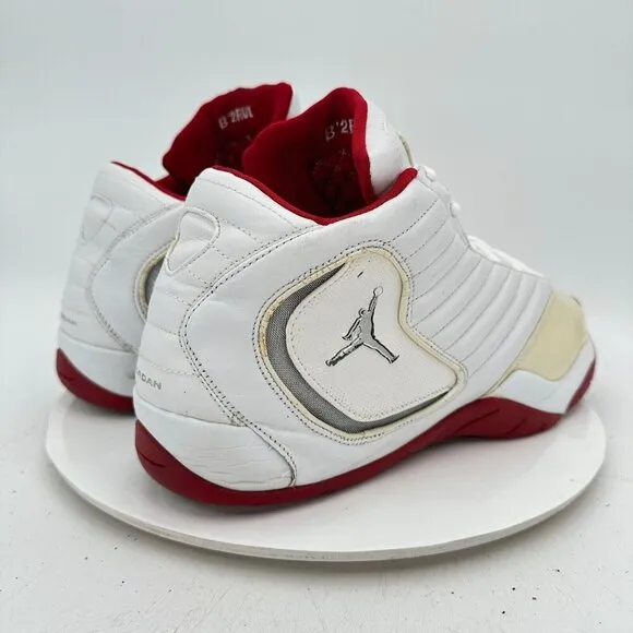 Nike Air Jordan B'2RUE Men Size 13 312523-104 White Patent Red Silver Shoes