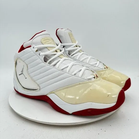 Nike Air Jordan B'2RUE Men Size 13 312523-104 White Patent Red Silver Shoes