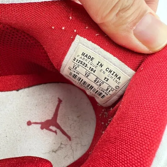 Nike Air Jordan B'2RUE Men Size 13 312523-104 White Patent Red Silver Shoes