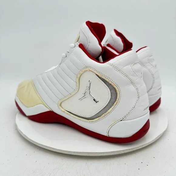 Nike Air Jordan B'2RUE Men Size 13 312523-104 White Patent Red Silver Shoes