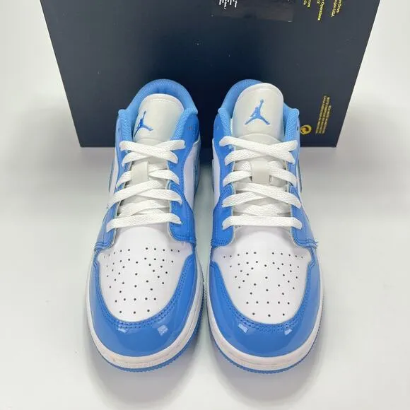 Nike Air Jordan Blue White Leather Patent Athletic Shoes Sneaker GS Size 6.5Y
