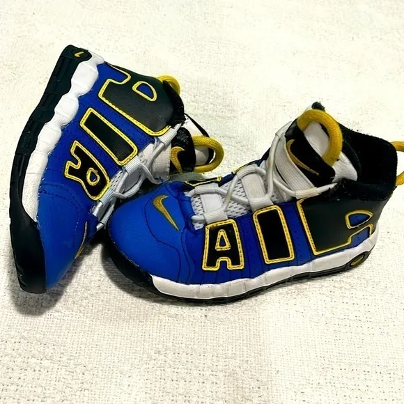 Nike air uptempo  boys peace love basketball sneakers gym shoes 10c‎