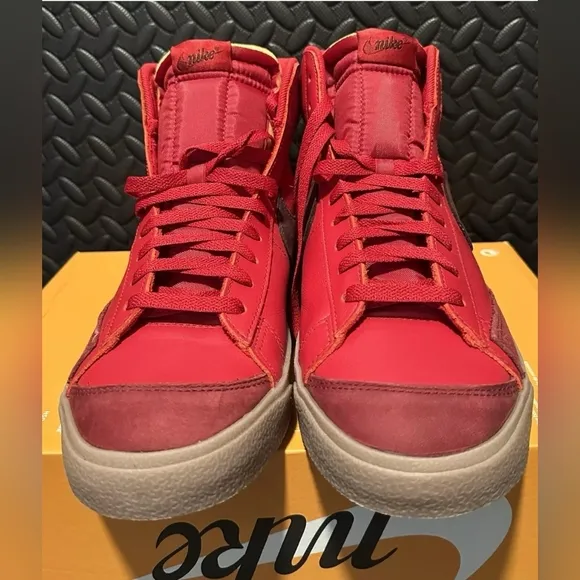NIKE BLAZER MID '77 VNTG RETRO GYM RED &quot;LAYERS OF LOVE&quot; MEN'S SNEAKERS BOOTS