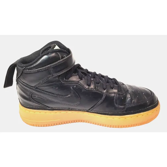 Nike Boys Air Force 1 Mid LV8 Black Gum Volt Basketball Size 6.5Y 820342-004
