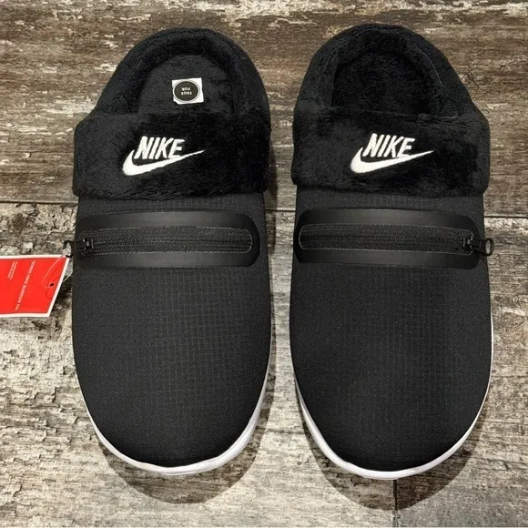 Nike Burrow NA Womens Slippers Size 8 Black White DJ3131-001 NWT