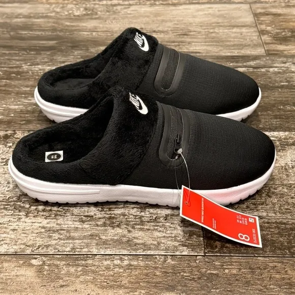 Nike Burrow NA Womens Slippers Size 8 Black White DJ3131-001 NWT