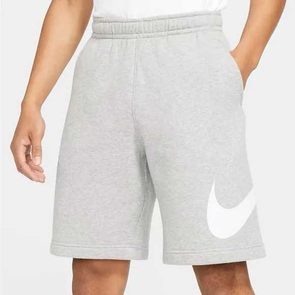 Nike Club Shorts Athletic Comfort Drawstring Waist Pockets Gray White Size Large
